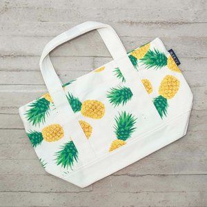 NWT J. Crew Canvas Pineapple  Mini Tote in White Summer Green